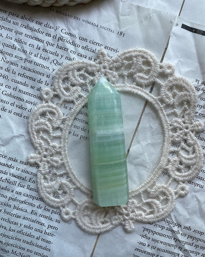 Small fresh blue and green calcite crystal column